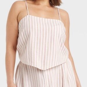 Skirt/Shirt Set Striped Pink & Cream